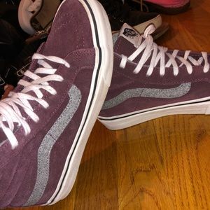 Maroon high top vans